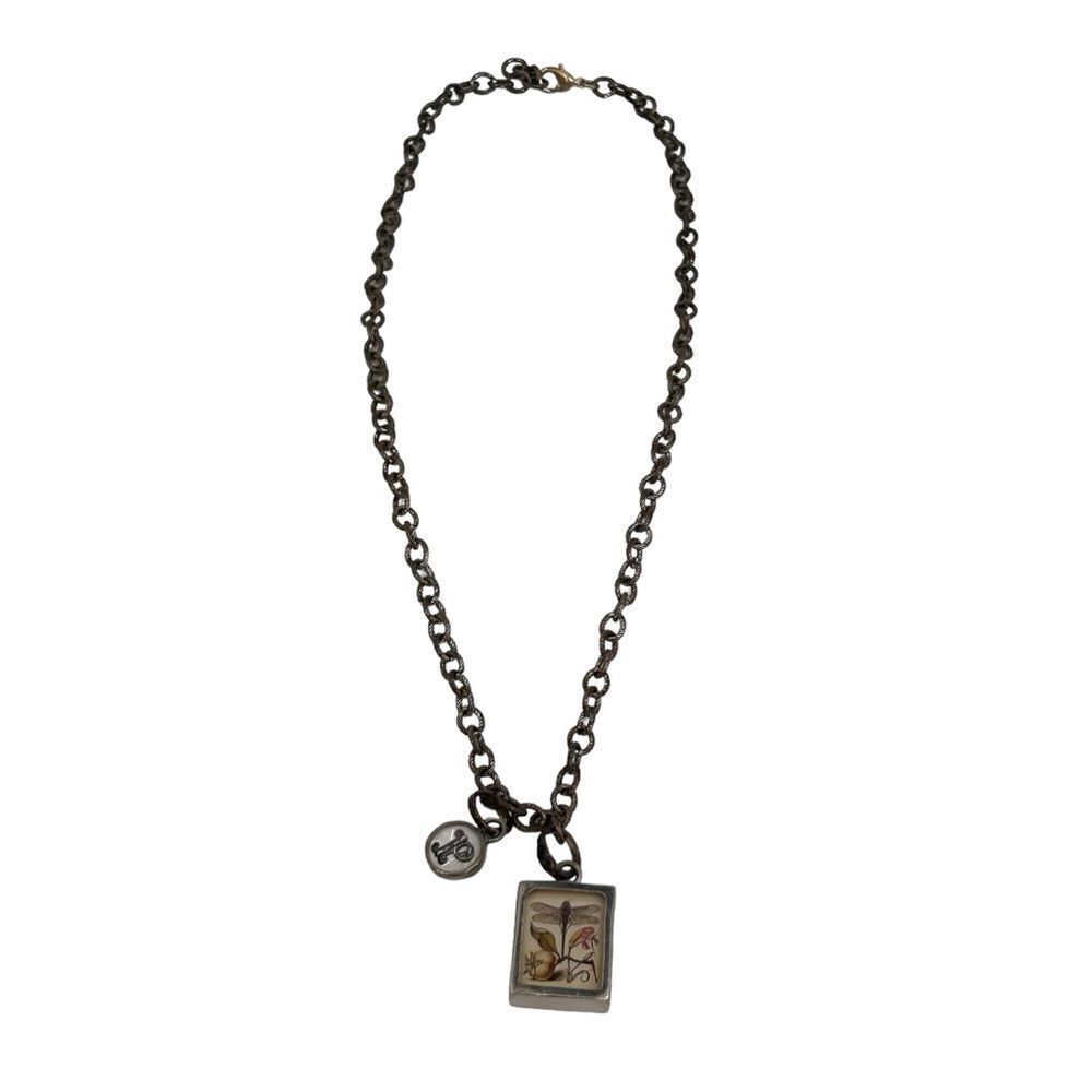 Initial “P” typewriter dragonfly necklace